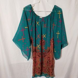 R Rouge sheer tunic, Sz 2X